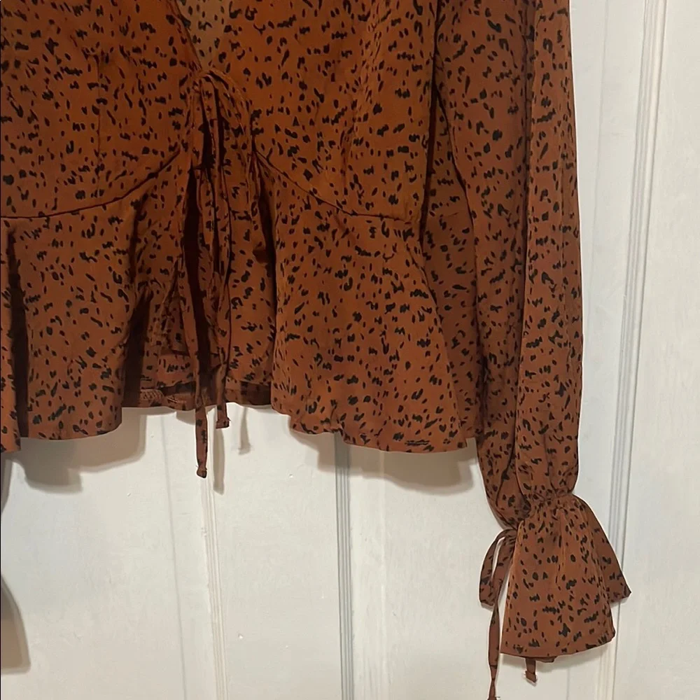 Rust orange tie front top - Picture 3 of 5